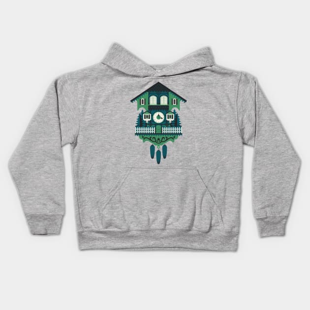 Cuckoo Clock Kids Hoodie by Lucie Rice Illustration and Design, LLC